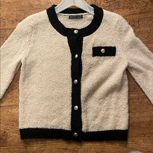 Chanel style Chic Black and cream Cardigan cc style